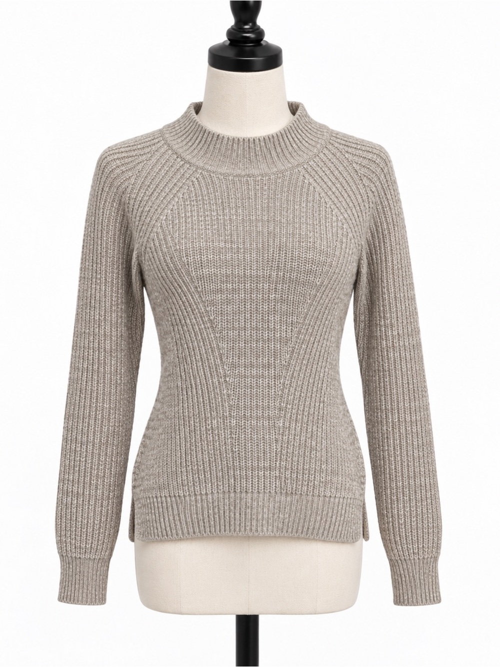 Vince Grey Rib Knit Mock Neck Sweater XS Wool Cashmere Blend